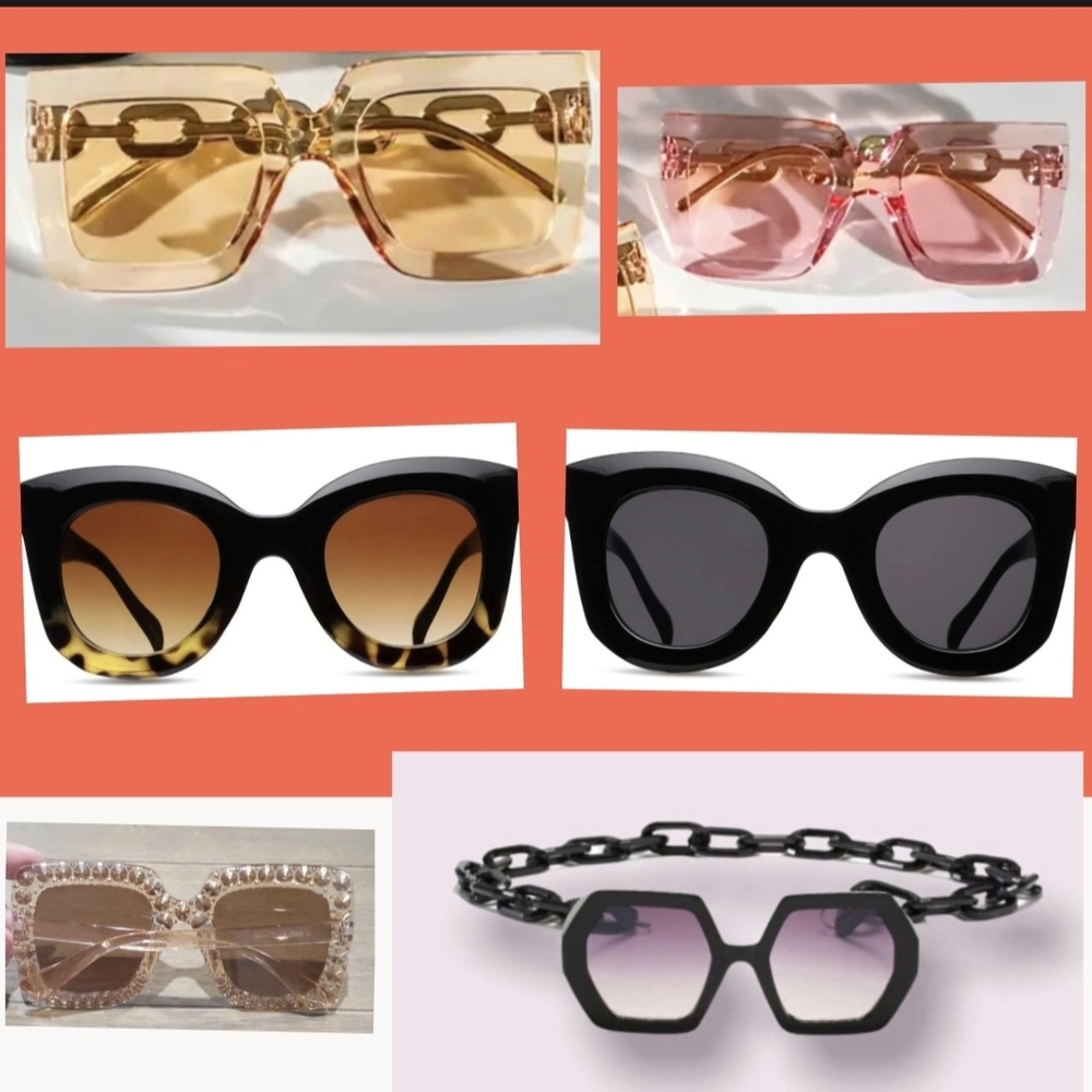 Sunglasses 6 pair cat eye large frame Hollywood, rapper, trendy bougie, vacation
